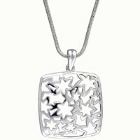 Pendants - square star flower patterned necklace Image.