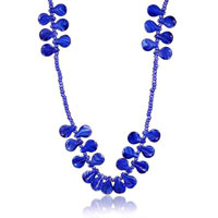 Murano Glass Jewelry - blue lampwork murano glass teardrop summer pendant necklaces Image.