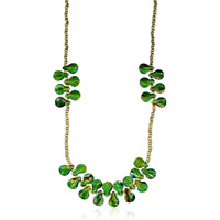 Murano Glass Jewelry - green lampwork teardrop murano glass necklace Image.