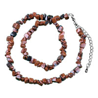 Necklaces - dark brown semi precious chip brown stone necklace bead Image.