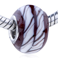 OP_GBD134_XML: white and brown circle murano glass european beads op_gbd134_xml Image.