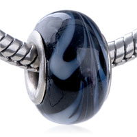 European Beads - white vine translucent murano glass european beads Image.