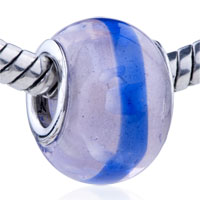 European Beads - purple blue stripes circle translucent murano glass european beads Image.