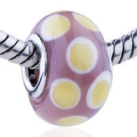European Beads - light yellow and white spots intersperse murano glass european beads Image.