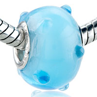 European Beads - light cyan texture dot murano glass european beads Image.