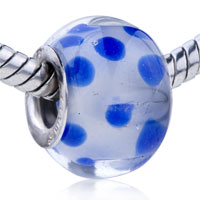 European Beads - white blue dots murano glass european beads Image.