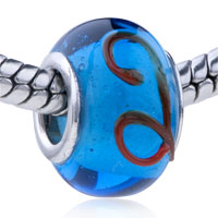 European Beads - red flower translucent murano glass european beads Image.