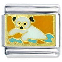 Italian Charms - pug swimming italian charm Image.