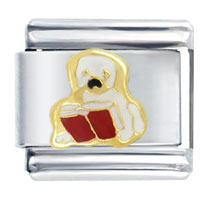 Italian Charms - pug reading italian charm Image.