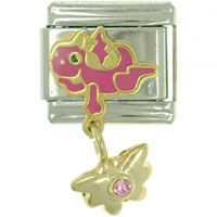 Italian Charms - pink dragon dangle italian charm Image.