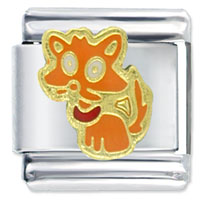 Italian Charms - orange cat sitting italian charm Image.