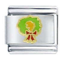 Italian Charms - gold plated christmas wreath italian charm Image.