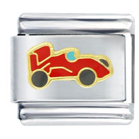 Italian Charms - red race car italian charm Image.