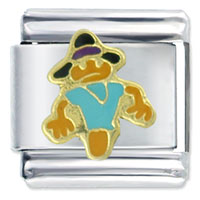 Italian Charms - turquoise and brown halloween scarecrow italian charm Image.