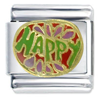 Italian Charms - happy green italian charm Image.