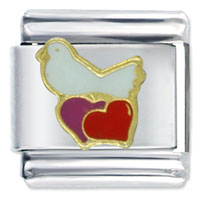 Italian Charms - heart dove italian charm Image.