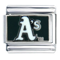 Italian Charms - mlb oakland a's white sports italian charm Image.