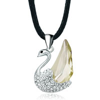 Silver Tone Swan Clear Detailed Jonquil Made Swarovski Crystal Pegasus Focal Pendant