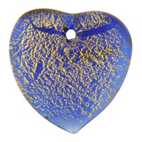 Murano Glass Jewelry - purple lampwork heart murano glass loose beads Image.