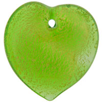 Murano Glass Jewelry - green heart lampwork murano glass loose beads Image.