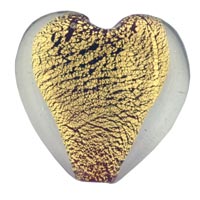 Murano Glass Jewelry - red gold lampwork glass heart Image.