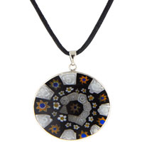 Pendants - black white millefiori pendant Image.