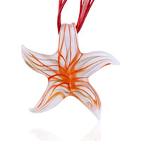 Pendants - orange starfish murano glass pendant Image.