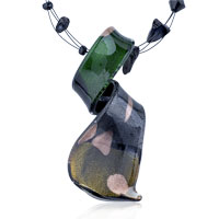 Pendants - green black and yellow twisted band pendant Image.