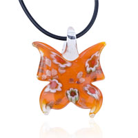 Pendants - orange butterfly murano glass pendant Image.
