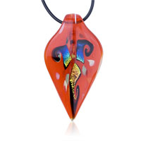 Pendants - red leaf fused murano glass pendant Image.
