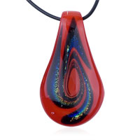 Pendants - blue swirl red leaf pendant Image.
