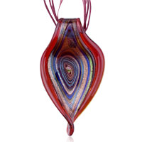 Pendants - red swirl dichroic glass pendant Image.