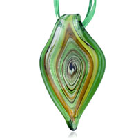 Pendants - green swirl dichroic glass pendant Image.