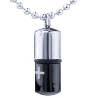 Pendants - stainless steel black and silver capsule pendant Image.