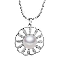 Pendants - pearl pistil chrysanthemum pendant sterling silver Image.