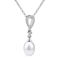 Pendants - pearl drop and crystal teardrop pendant sterling silver Image.