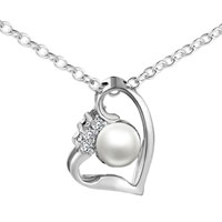 Pendants - open heart pearl pendant sterling silver Image.