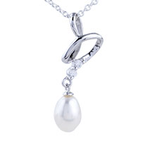 Pendants - grace dangling pearl pendant sterling silver Image.