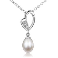 Pendants - delicate heart and dangling heart pendant sterling silver Image.