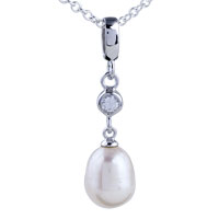 Pendants - elegant dangling pearl pendant sterling silver Image.