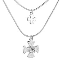Necklace & Pendants - 925 sterling silver clear white crystal diamond accent cross pendant necklace sterling silver pendant Image.