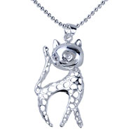 Sterling Silver Jewelry - graceful cat silver pendant sterling Image.