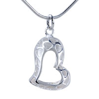 Sterling Silver Jewelry - heart hollow carved heart shaped silver pendant sterling Image.