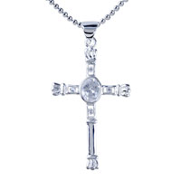 Pendants - clear marquise cross silver pendant sterling Image.
