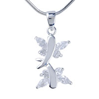 Sterling Silver Jewelry - twin marquise dragonfly silver pendant sterling Image.