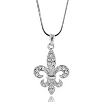 Necklace & Pendants - fleur de lis with white april birthstone crystal wedding pendant Image.