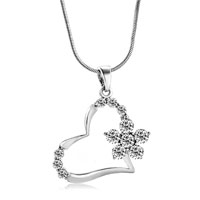 Pendants - heart shape and flower with white crystal pendant Image.