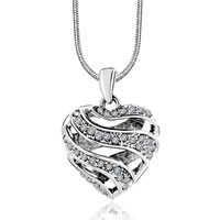 Sterling Silver Jewelry - hollow heart with april birthstone clear crystal sterling silver wedding pendants sterling silver pendant Image.