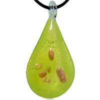 Pendants - lime green teardrop murano glass pendant Image.