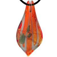 Pendants - orange and white leaf drop pendant Image.